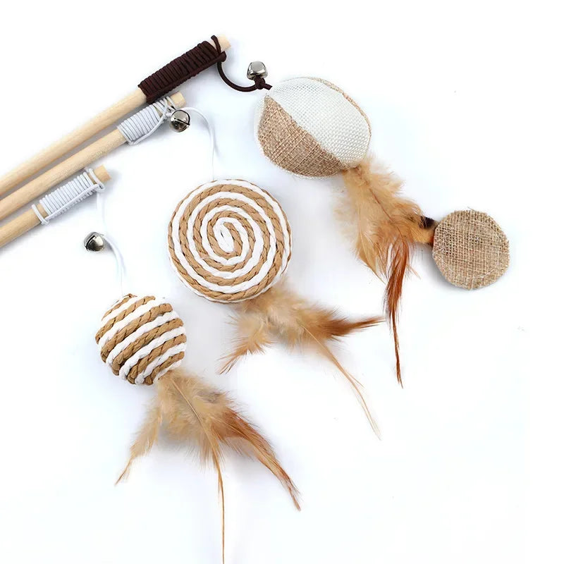 Interactive Feather Cat Wand Toy